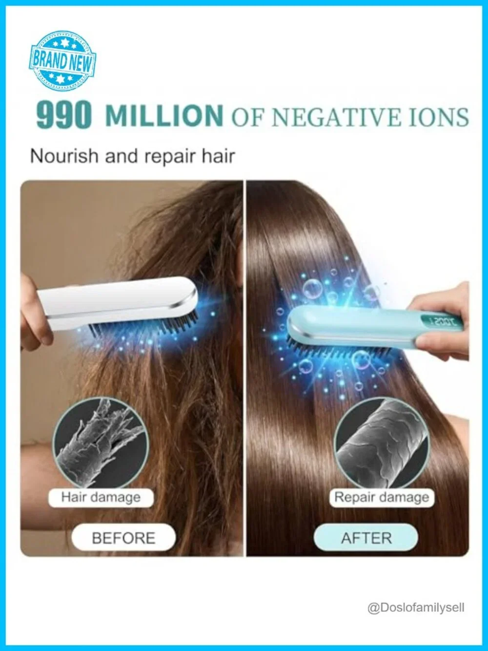 Mini Cordless Hair Straightener Brush with LCD Display, Fast Heating, Travel
